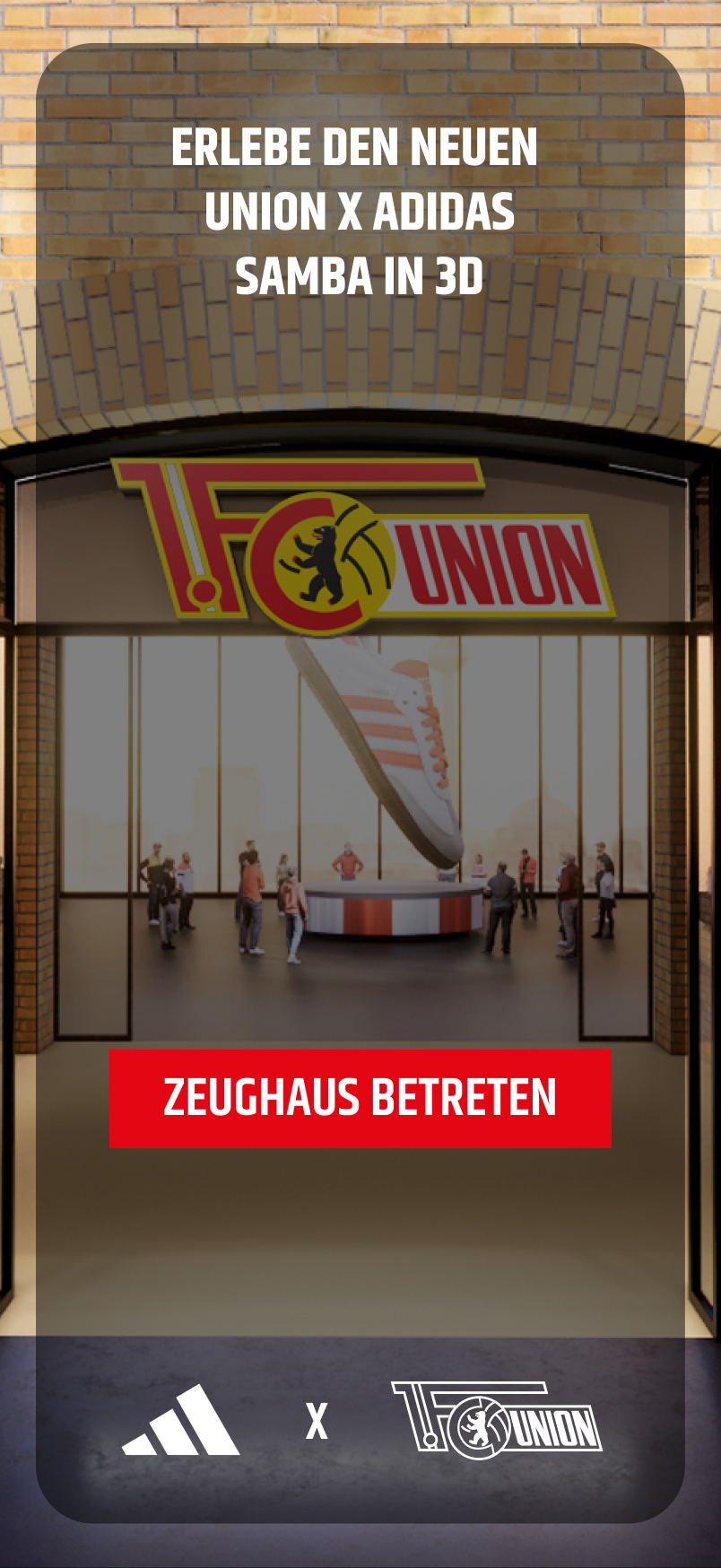 Union Berlin × adidas mobile welcome screen